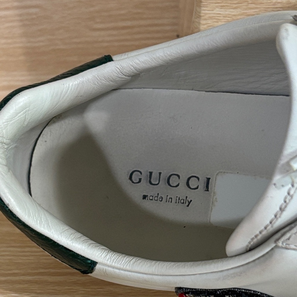 Gucci Ace Crystal Arrow Sneakers White Leather Sz 38 US 8 - Picture 2 of 11
